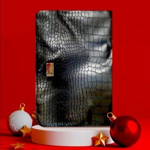 Black croc travel makeup bag